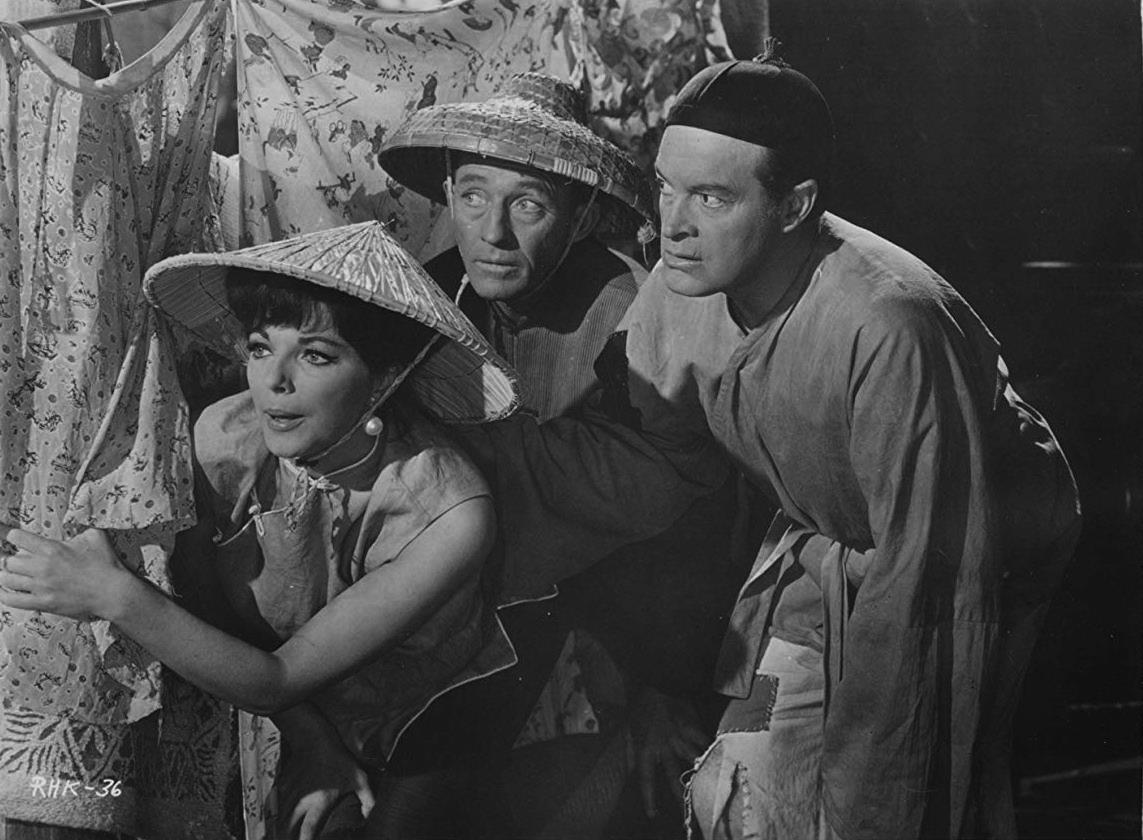 Joan Collins, Bing Crosby, Bob Hope in The Road to Hong Kong (1962)