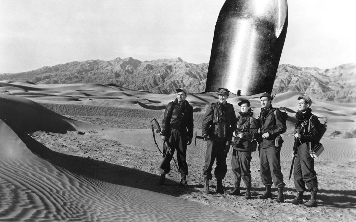 The astronauts on the surface of Mars in Rocketship X-M (1950)