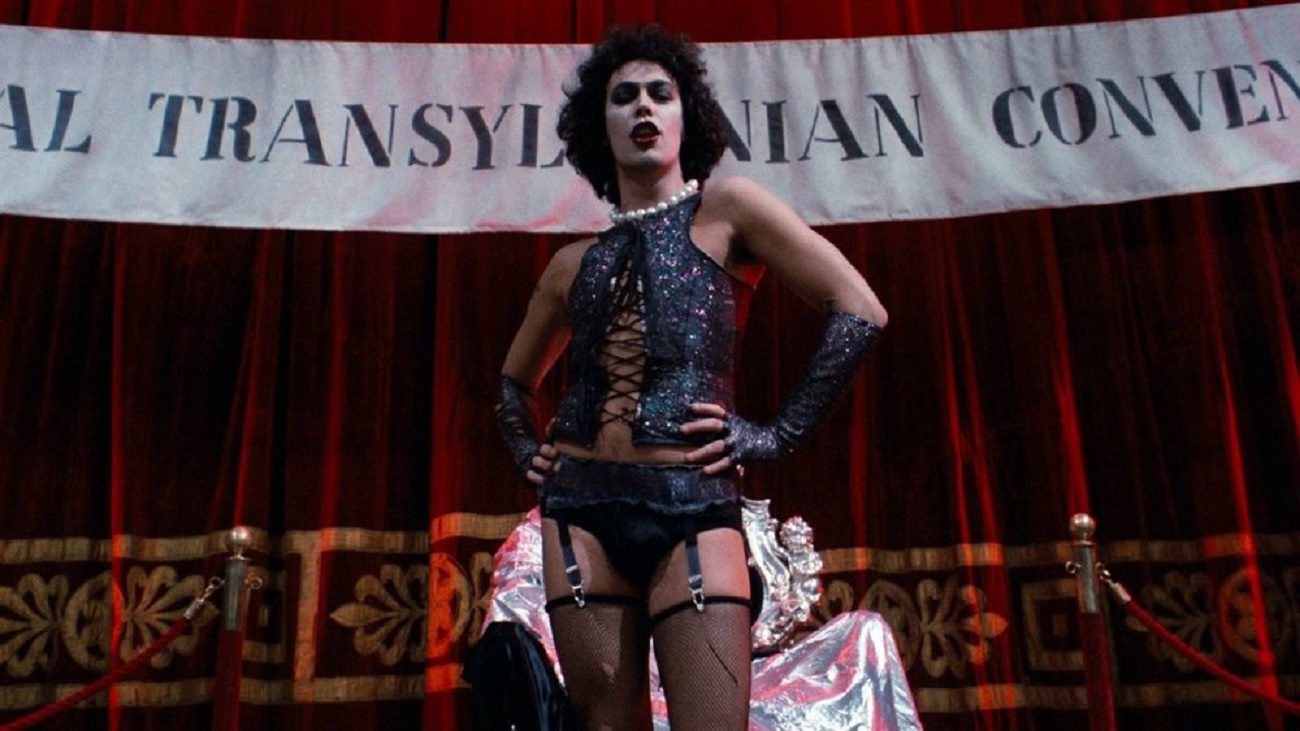 Tim Curry in his iconic role as the cross-dressing mad scientist Dr Frank N. Furter in The Rocky Horror Picture Show (1975)