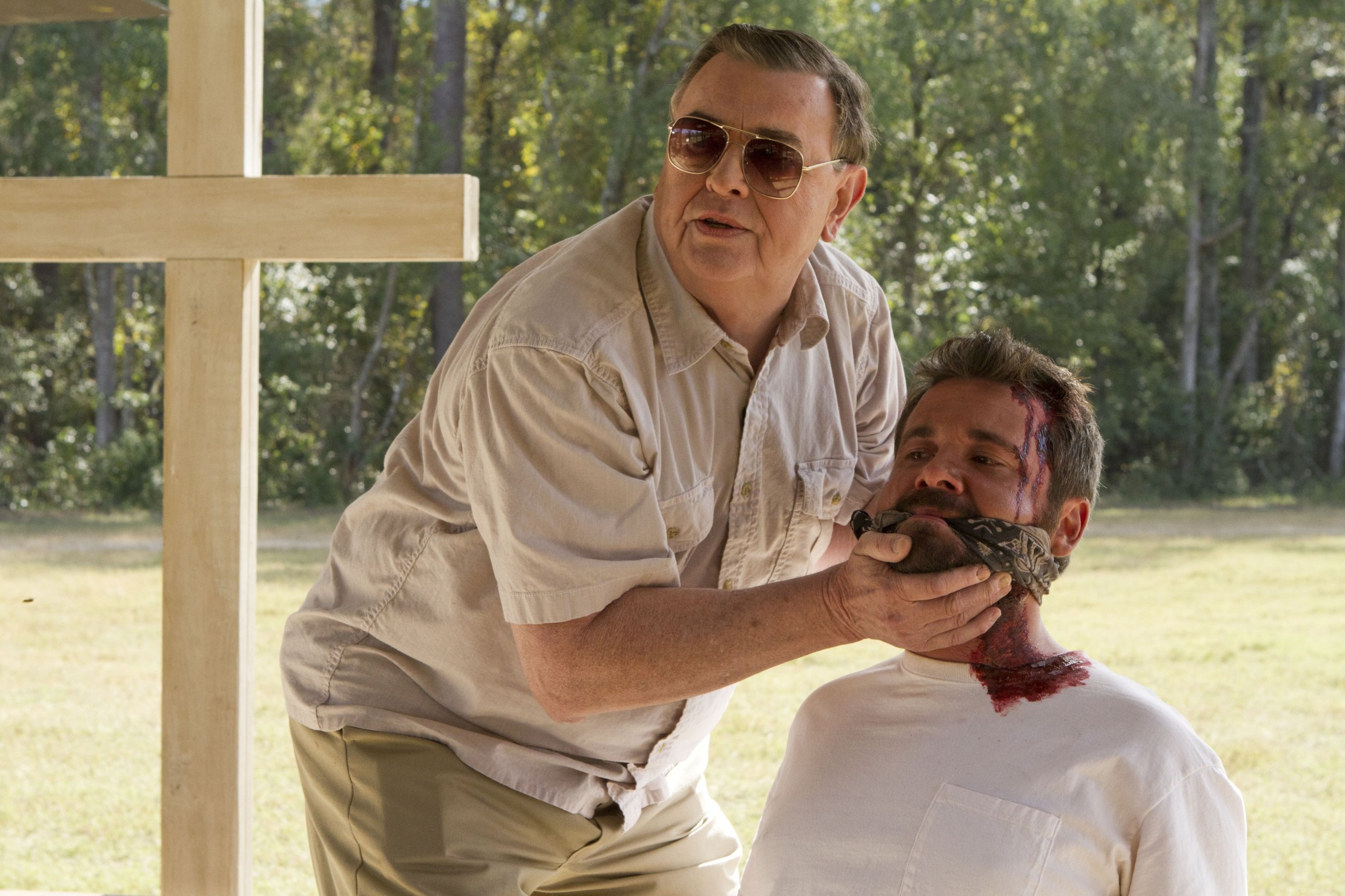 Gene Jones and A,J. Bowen in The Sacrament (2013)