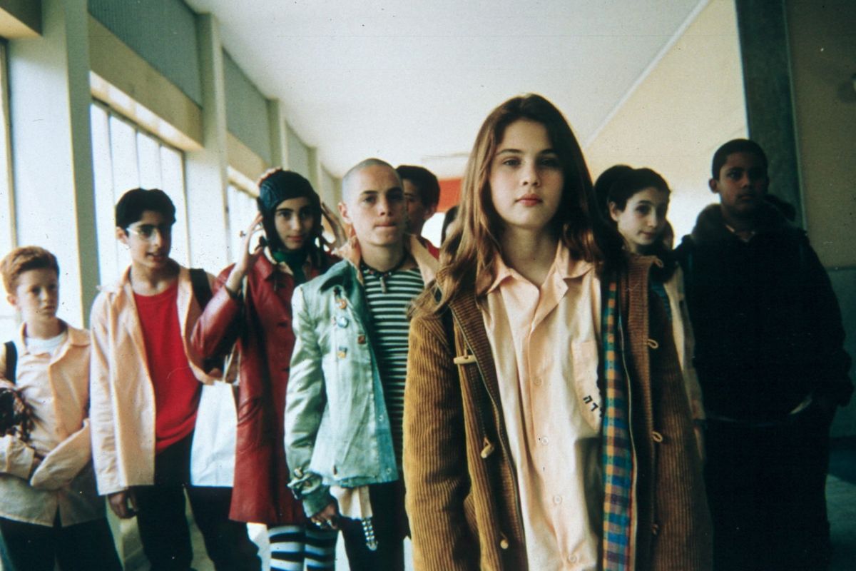 Clara (Lucy Dubinchik) (front centre) and her fellow pupils in Saint Clara (1996)