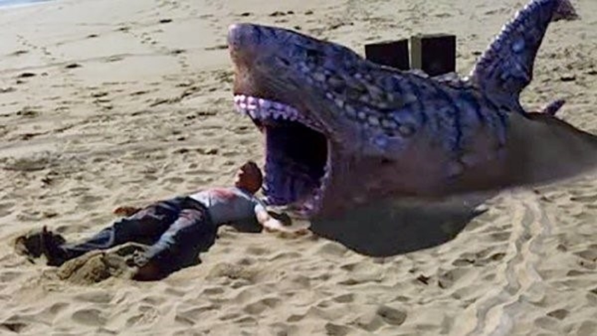 A sand shark on the attack in Sand Sharks (2012)