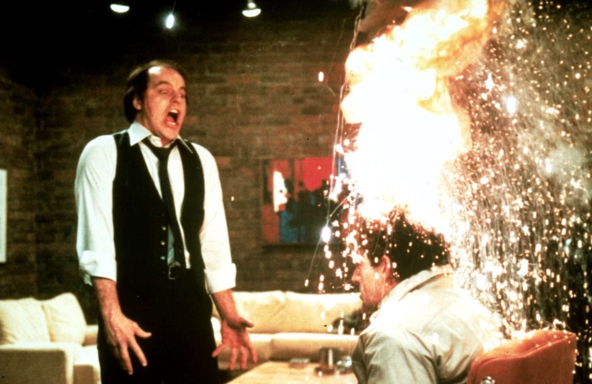 Daryl Revok (Michael Ironside) engaged in psychic warfare in Scanners (1981)