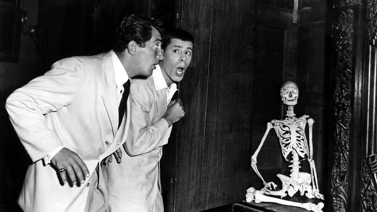 Dean Martin and Jerry Lewis encounter a skeleton in Scared Stiff (1953)