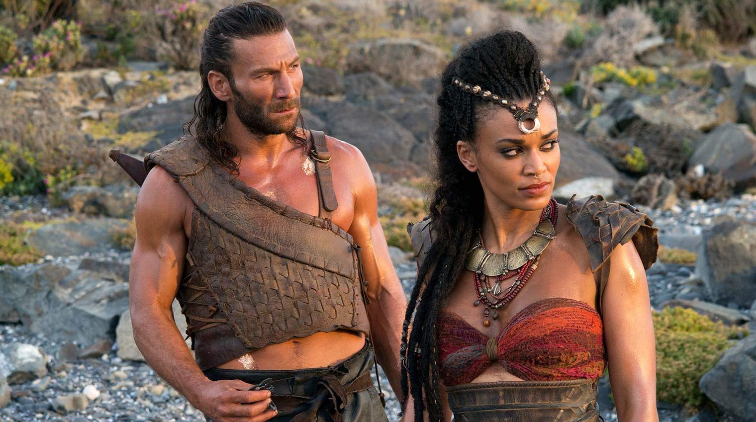 Zach McGowan as Mathayus and Pearl Thusi as Tala in Scorpion King: Book of Souls (2018)