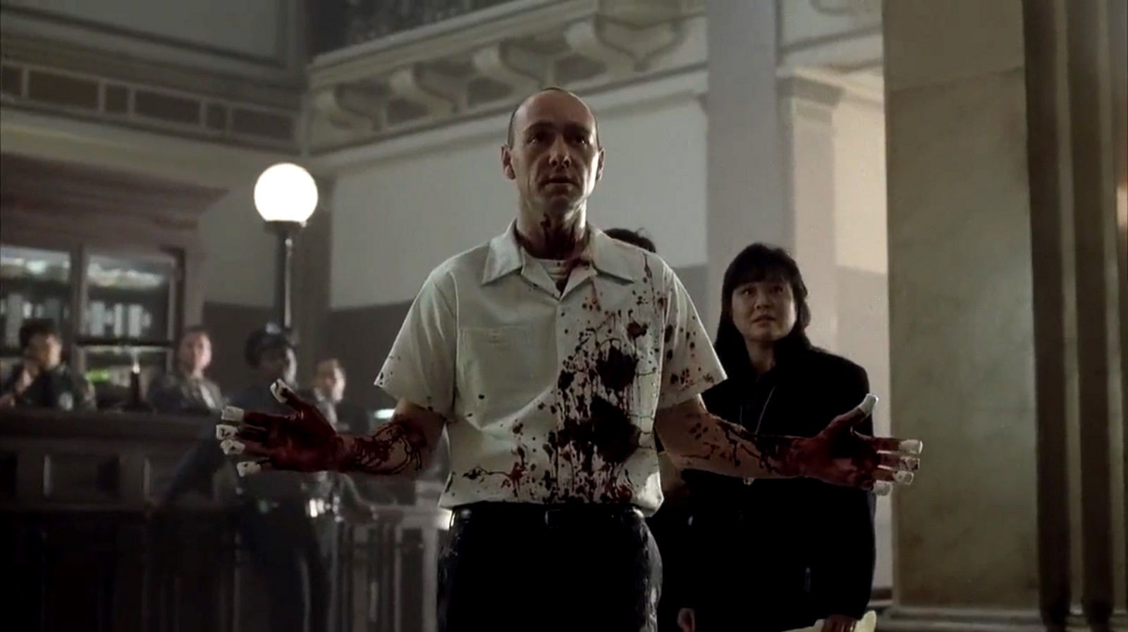 Kevin Spacey as the serial killer known simply as John Doe in Se7en (1995)