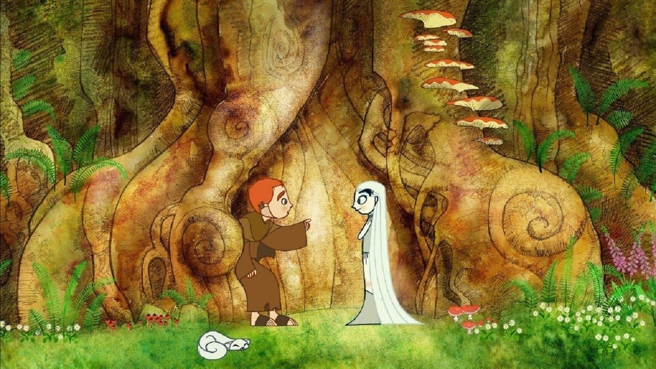 Ewan McGuire (voiced by Ewan McGuire) and the fairy Aisling in The Secret of Kells (2009)