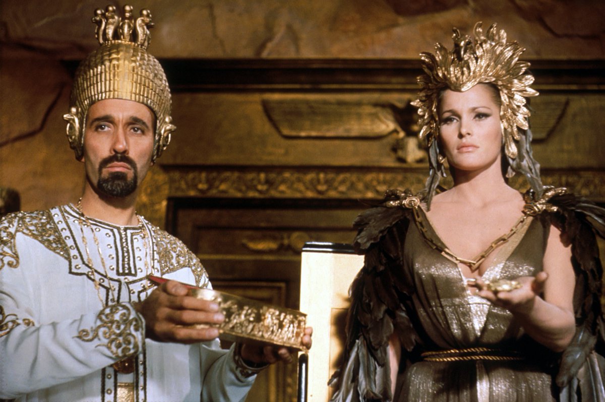 Ayesha (Ursula Andress) and her high priest Bilali (Christopher Lee) in She (1965)