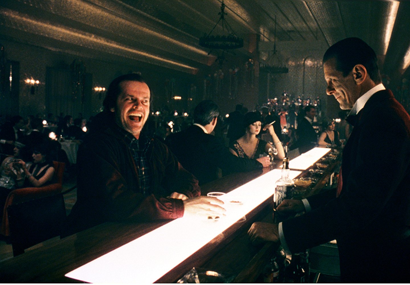 Jack Nicholson and barman Joe Turkel in The Shining (1980)