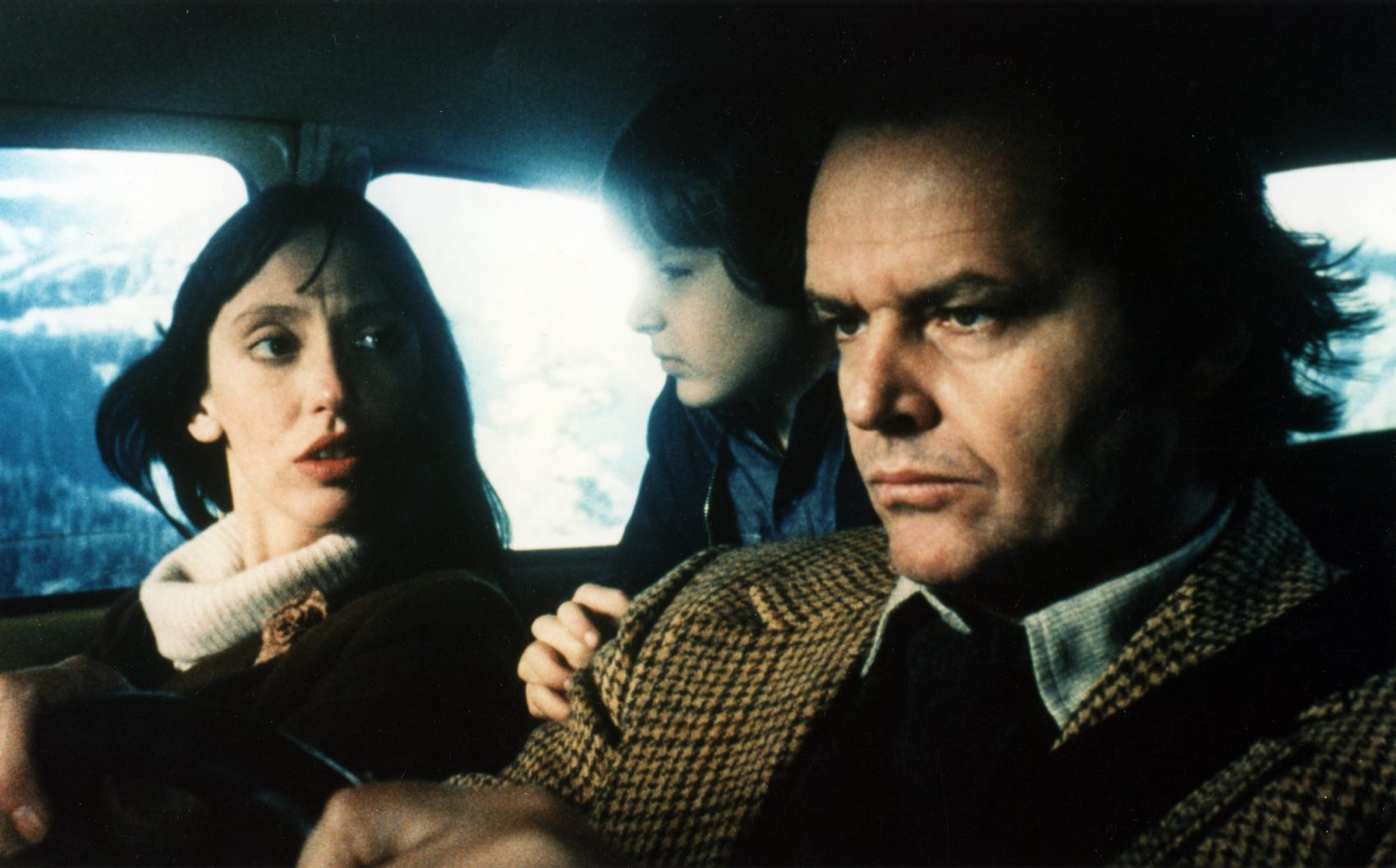 The Torrances on the journey to the Overlook - (l to r) Wendy (Shelley Duval), Danny (Danny Lloyd) and Jack (Jack Nicholson) in The Shining (1980)