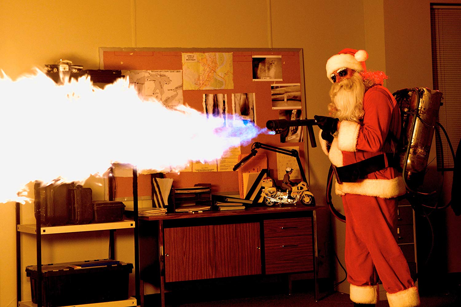 Psycho Santa with a flamethrower in Silent Night (2012)