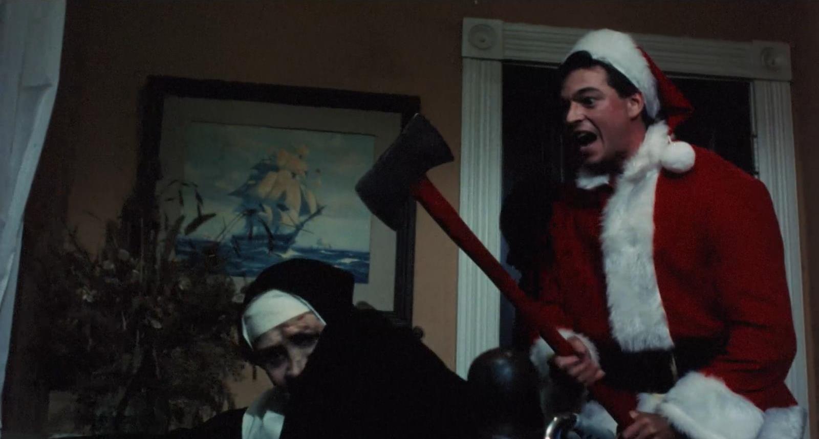 Ricky (Eric Freeman) attacks Mother Superior Jean Miller in Silent Night, Deadly Night Part 2 (1987)