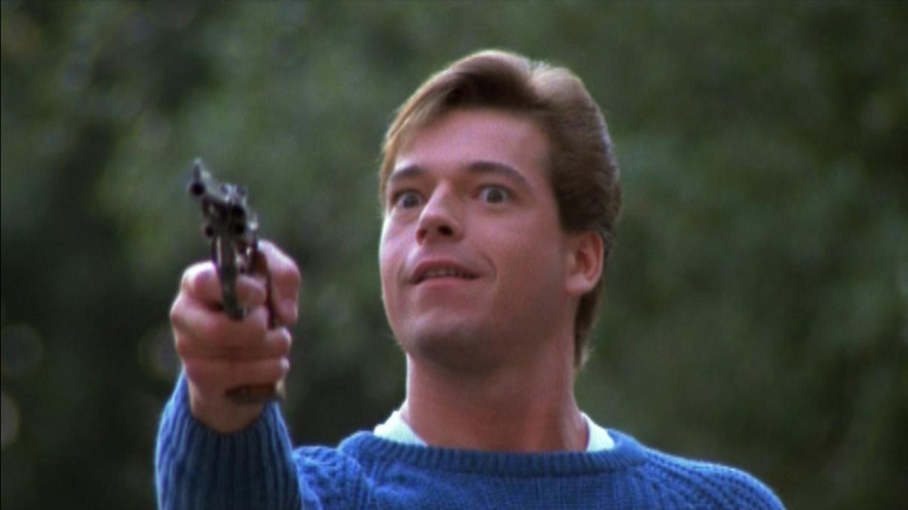 Ricky Caldwell (Eric Freeman) goes on a shooting rampage in Silent Night, Deadly Night Part 2 (1987)