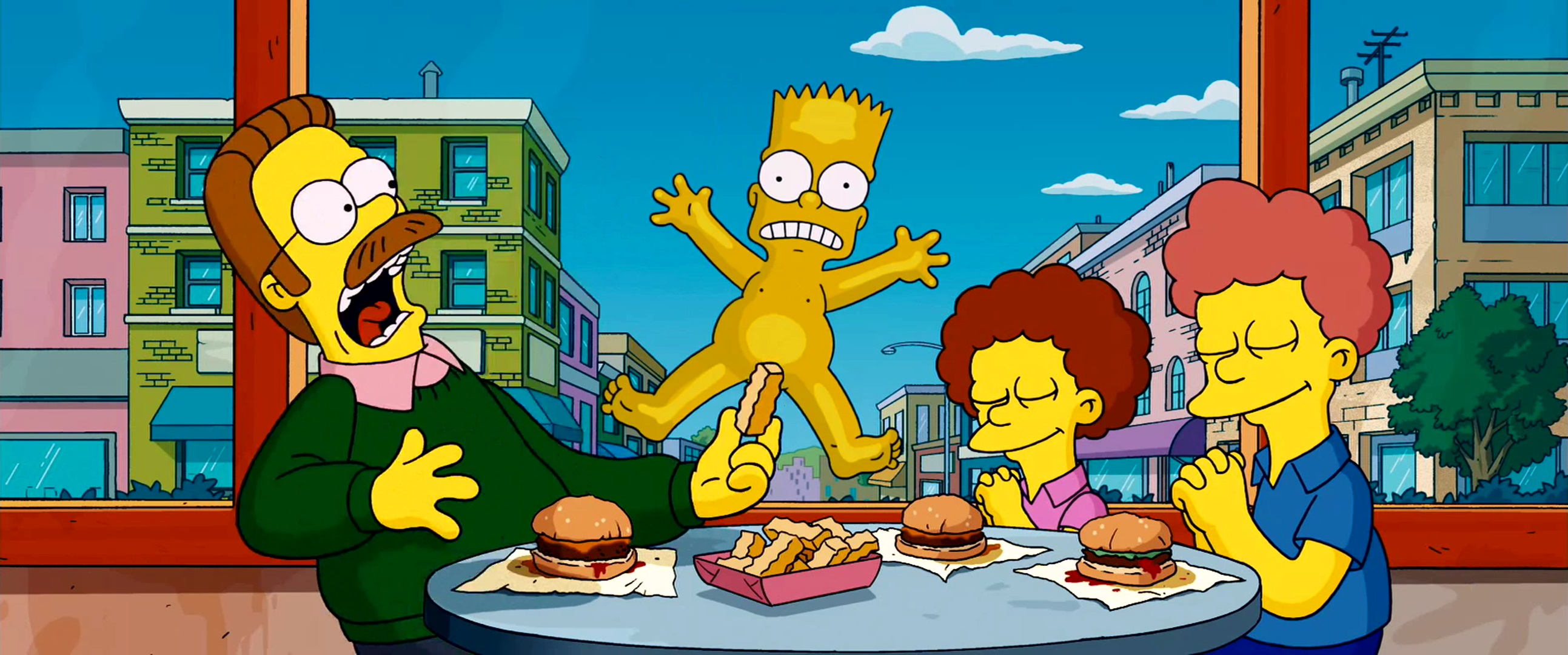 Bart goes skateboarding naked in The Simpsons Movie (2007)