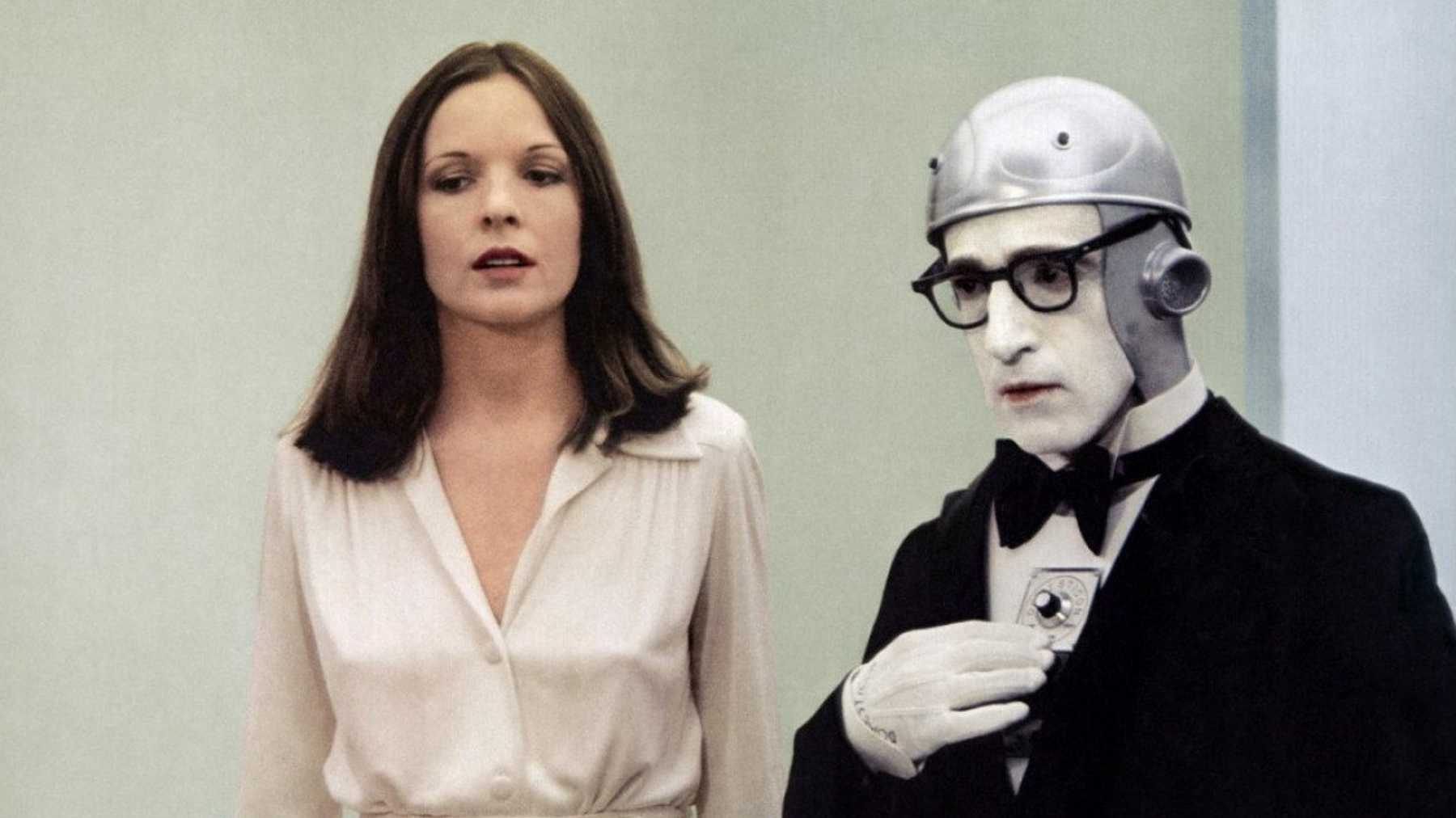 Diane Keaton with Woody Allen as a robot waiter in Sleeper (1973)