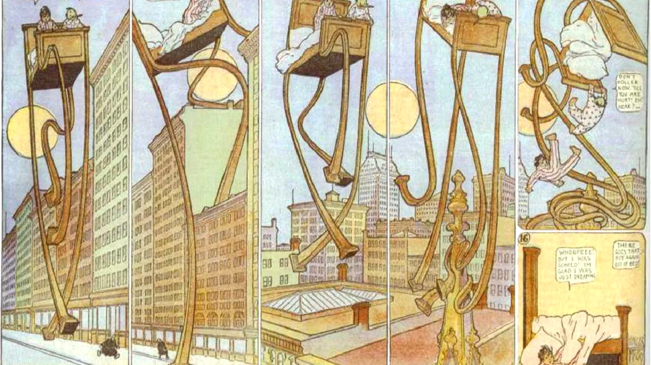 Winsor McCay's original comic panels for the bed with legs dream- Slumberland (2022)