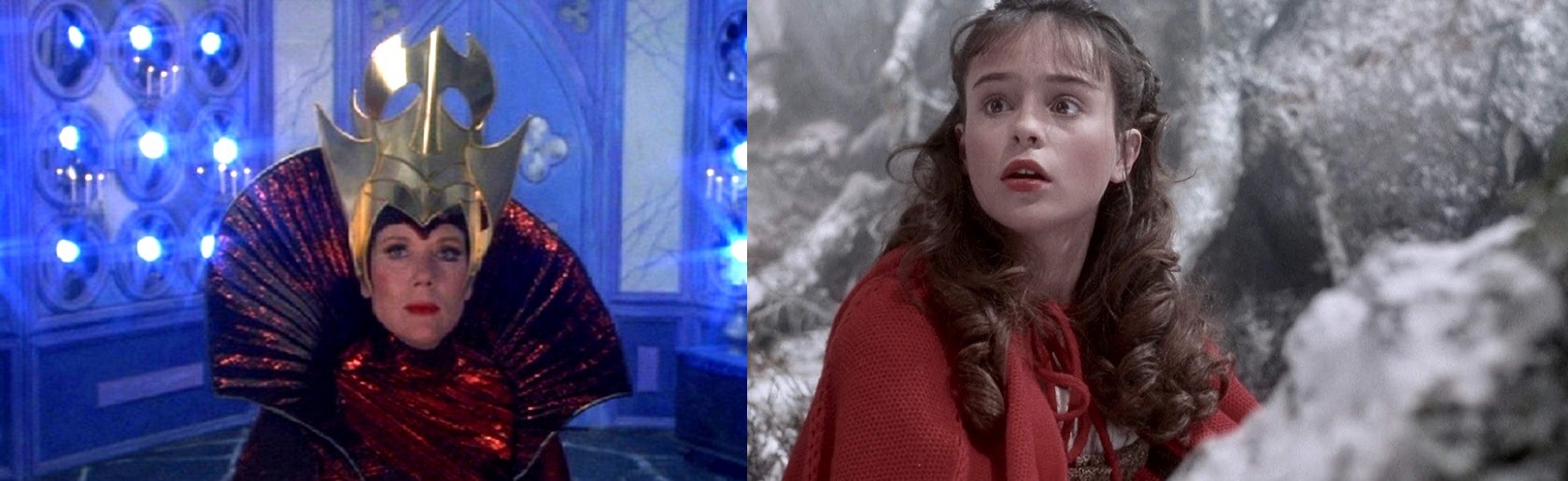 The Evil Queen (Diana Rigg) and Snow White (Sarah Patterson) in Snow White (1987)
