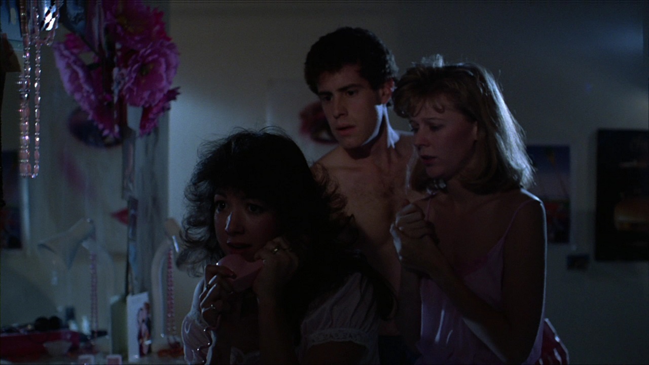 Pamela Ross, Joe Nassi and Wendy Martel call for help in Sorority House Massacre (1986)