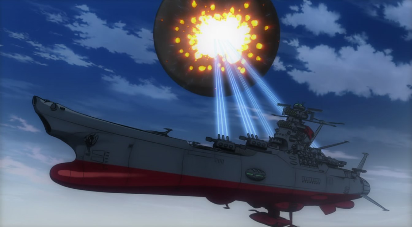 The resurrection of the battleship Yamato as a space cruiser in Space Cruiser Yamato (1977)