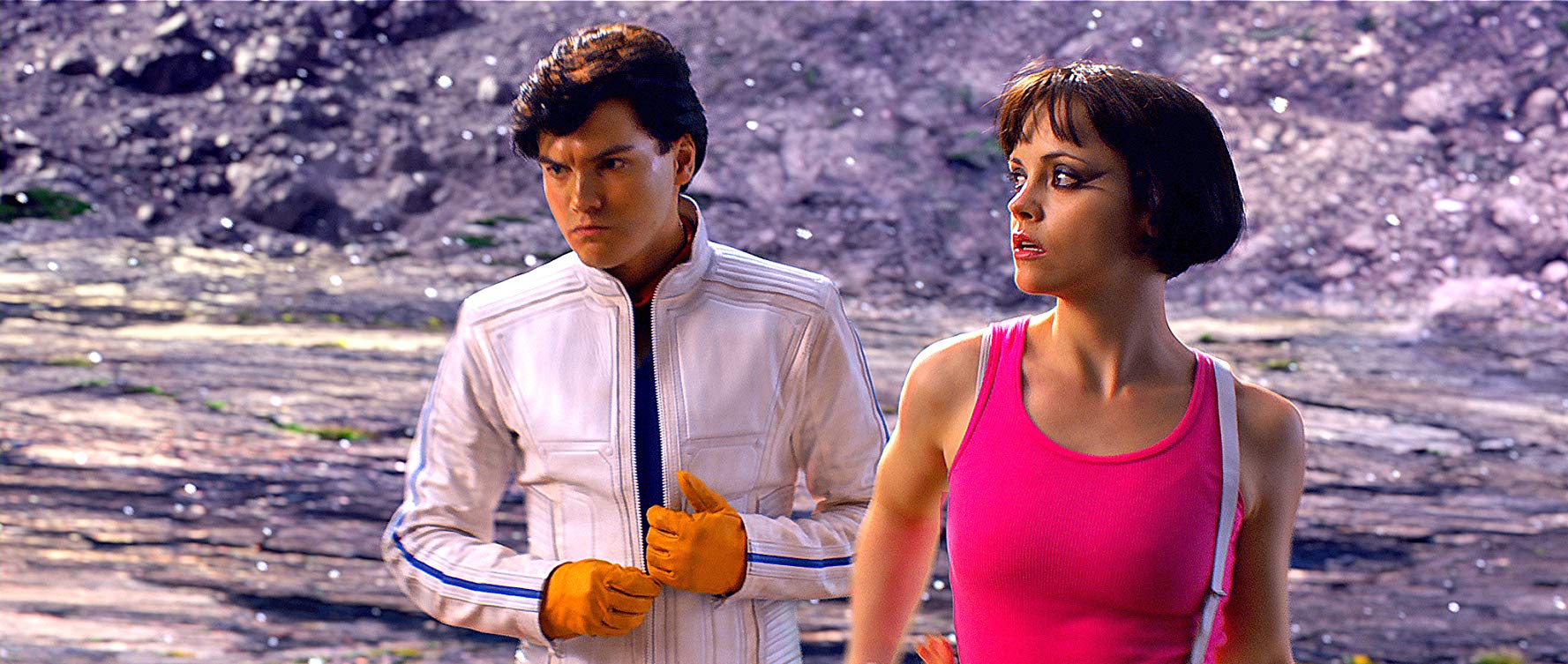 Speed Racer (Emile Hirsch) and Trixie (Christina Ricci) in Speed Racer (2008)