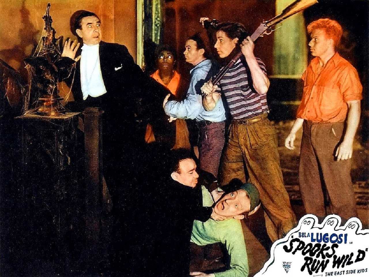 Bela Lugosi, Sunshine Sammy Morrison, Leo Gorcey, Bobby Jordan, Donald Haines, Angelo Rossitto and Huntz Hall in Spooks Run Wild (1941)