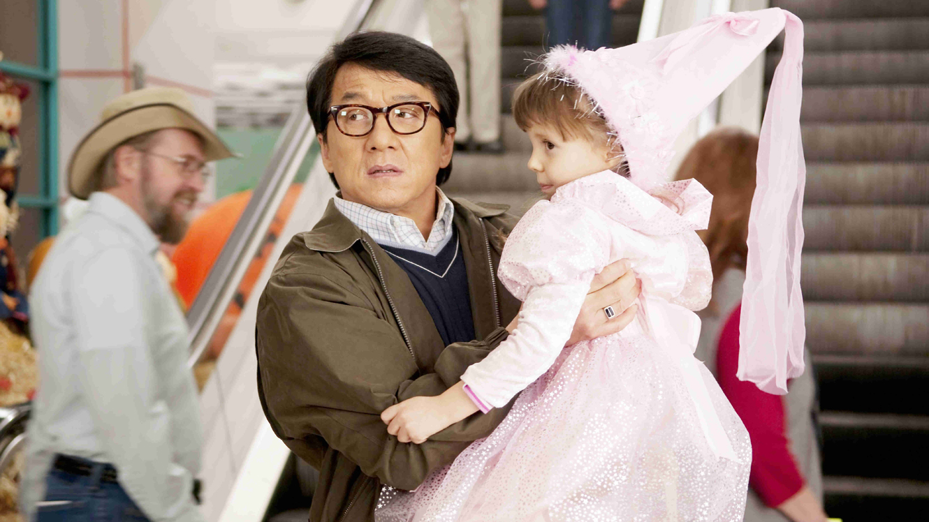 Jackie Chan in the comedy staple of the tough guy forced to look after kids in The Spy Next Door (2010)