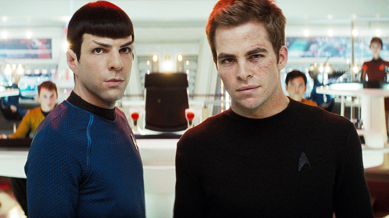 The younger versions of Mr Spock (Zachary Quinto) and Captain Kirk (Chris Pine) in Star Trek (2009)