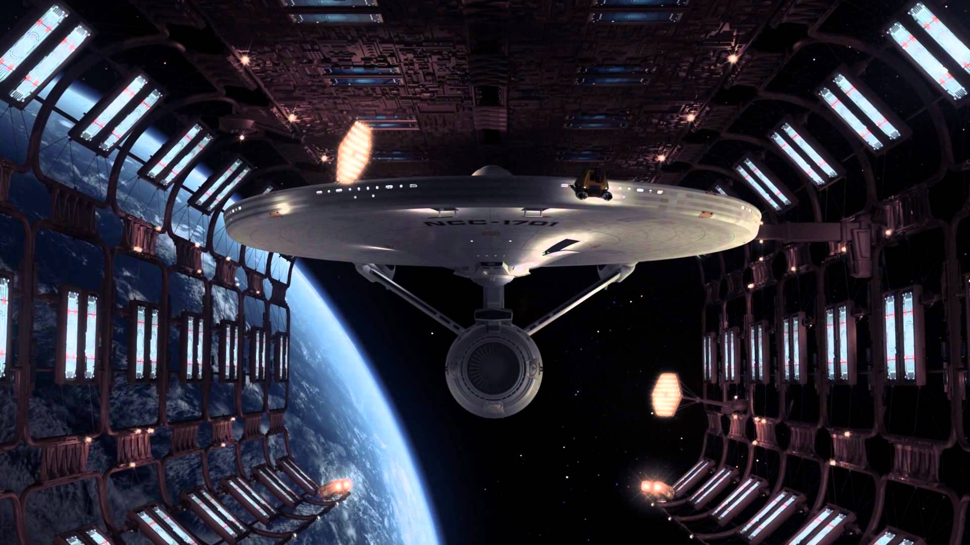 The newly refurbished Enterprise in spacedock in Star Trek - The Motion Picture (1979)