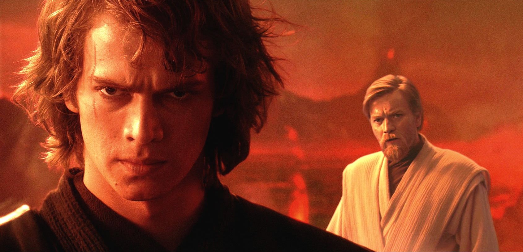 Anakin Skywalker (Hayden Christensen) and Obi-wan Kenobi (Ewan McGregor) in Star Wars Episode III Revenge of the Sith (2005)