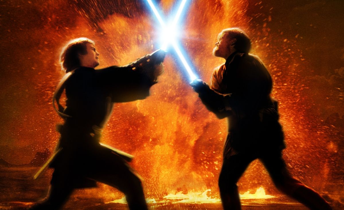 Duel between Anakin Skywalker (Hayden Christensen) and Obi-wan Kenobi (Ewan McGregor) in Star Wars Episode III Revenge of the Sith (2005) 13