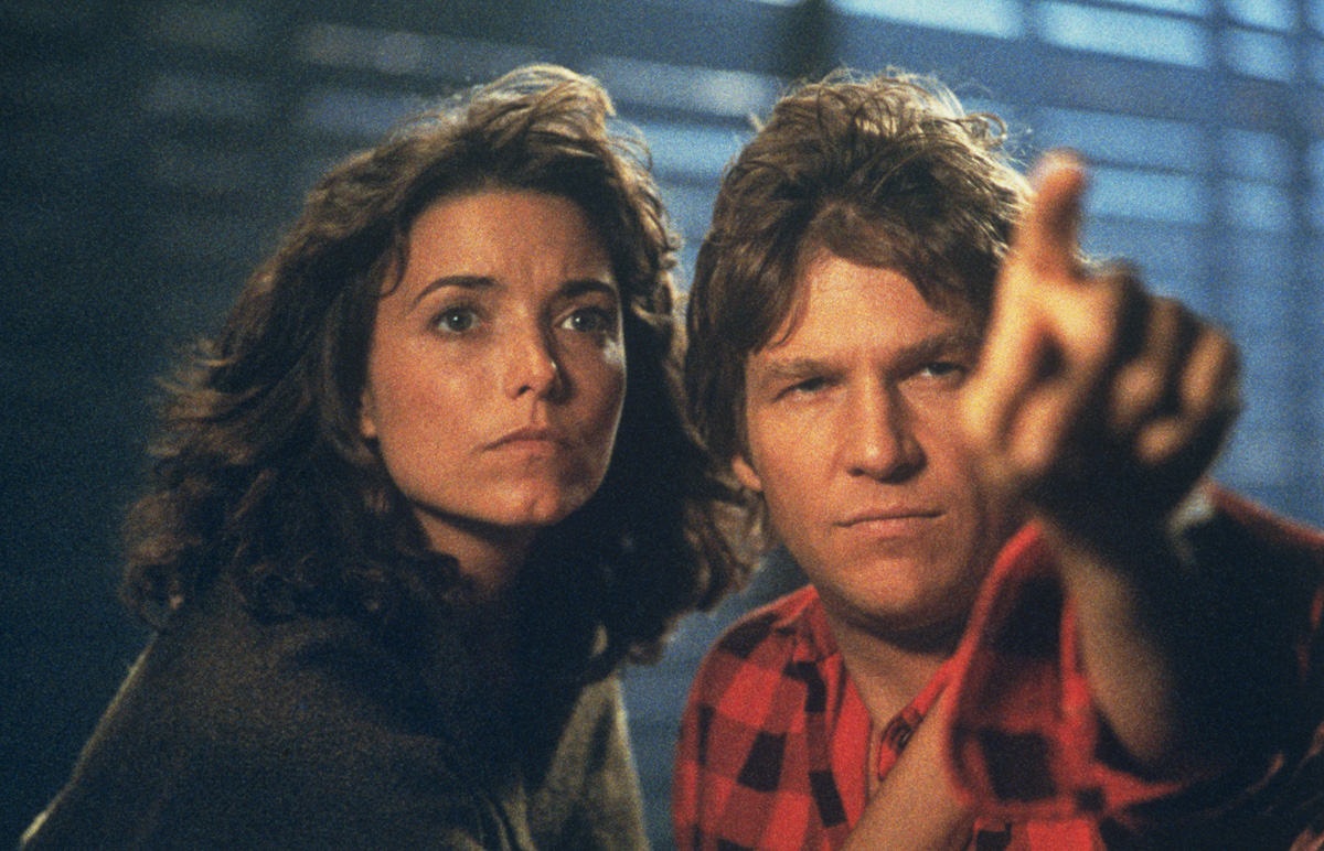 Widow Karen Allen with Jeff Bridges as the alien inhabiting a body reconstituted from her husband's DNA in Starman (1984)