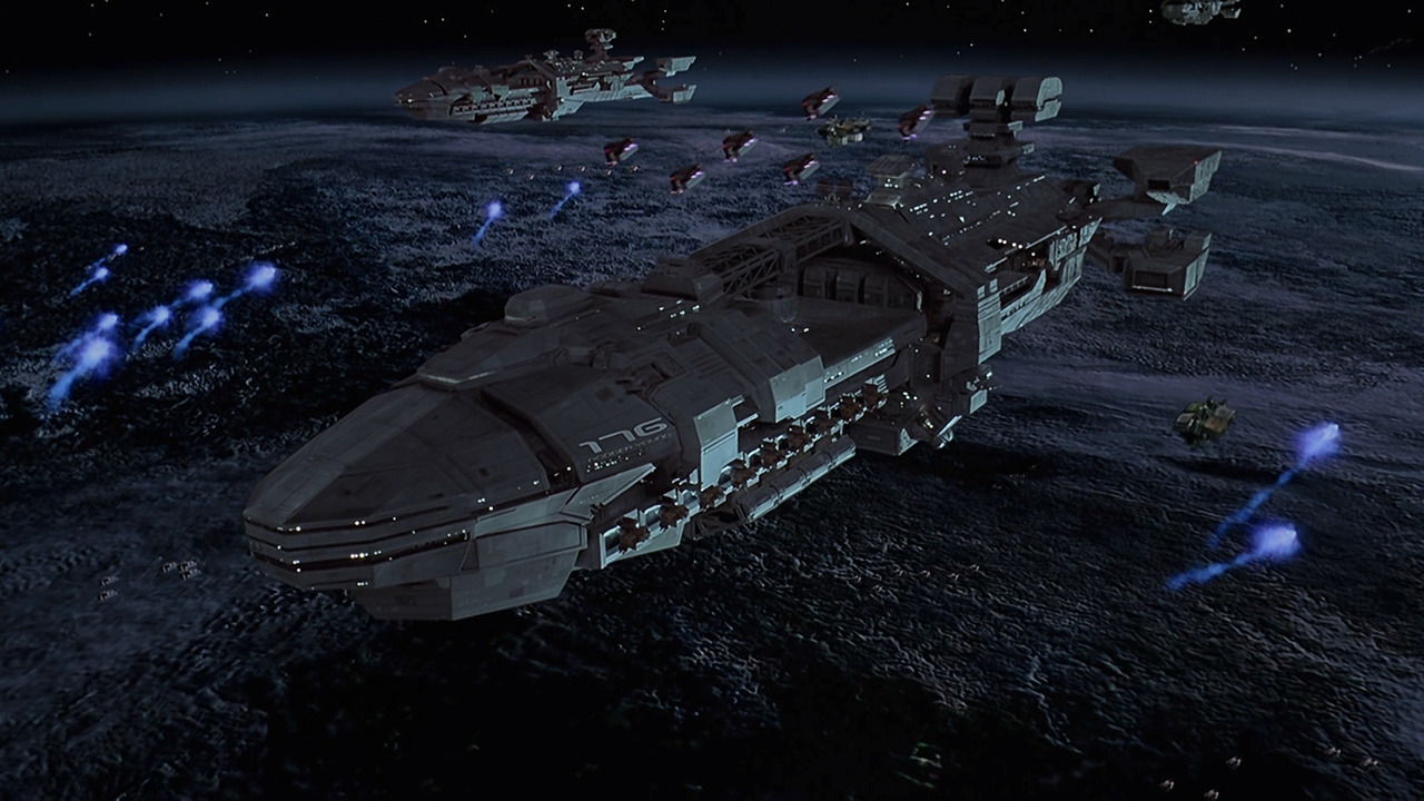 Space war scene from Starship Troopers (1997)