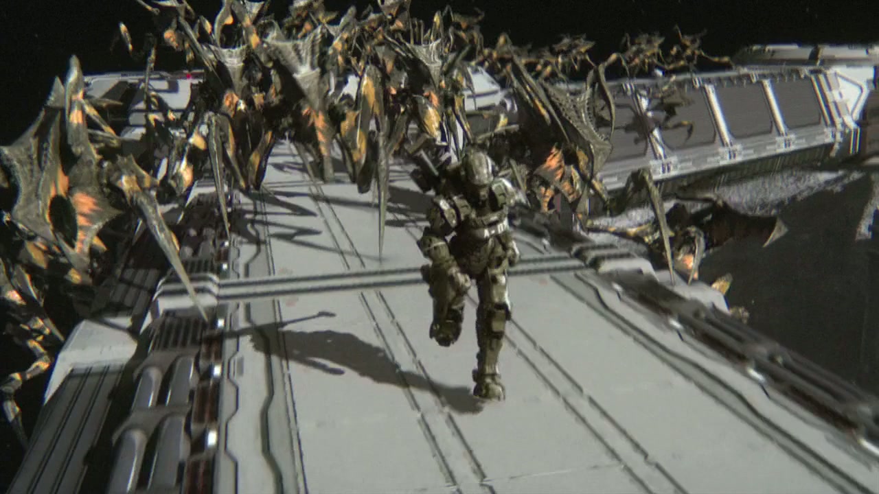 Soldiers vs bugs in Starship Troopers: Invasion (2012)