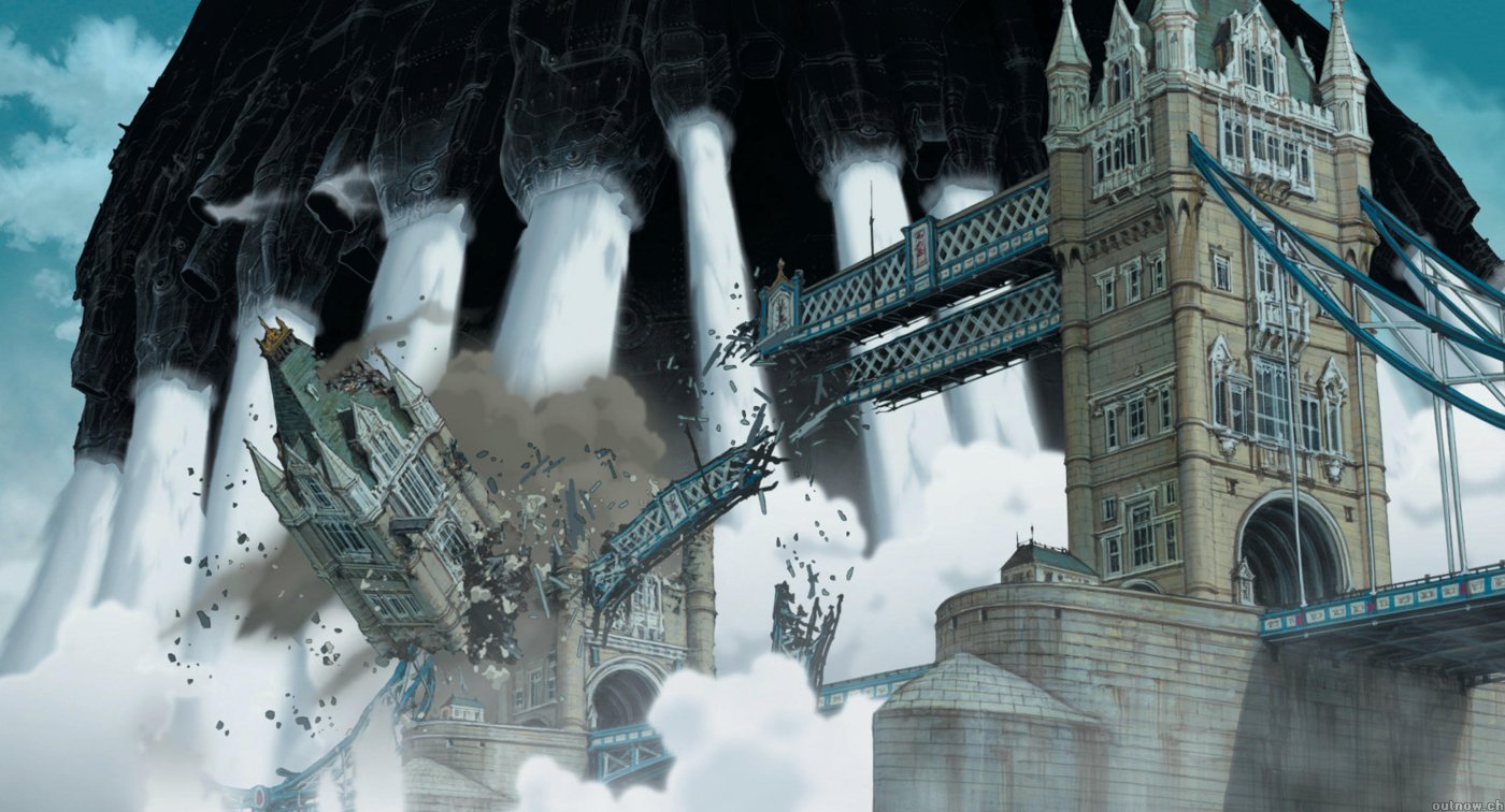 London under attack by the steam castle in Steamboy (2004)