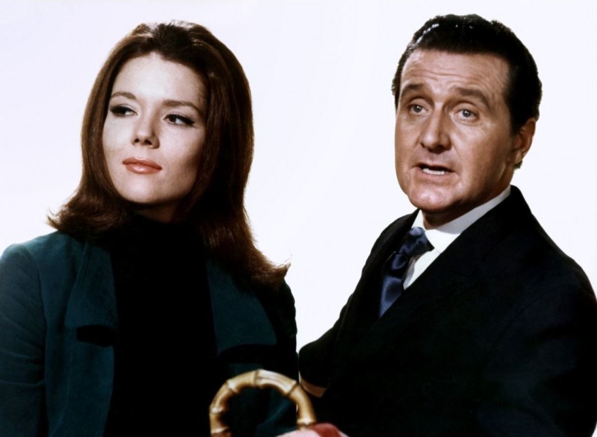 Diana Rigg as Emma Peel and Patrick MacNee as John Steed in tv's The Avengers (1962-9)