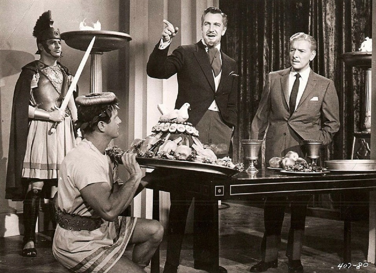 The Devil, Mr Scratch (Vincent Price) and The Spirit of Mankind (Ronald Colman) in The Story of Mankind (1957)