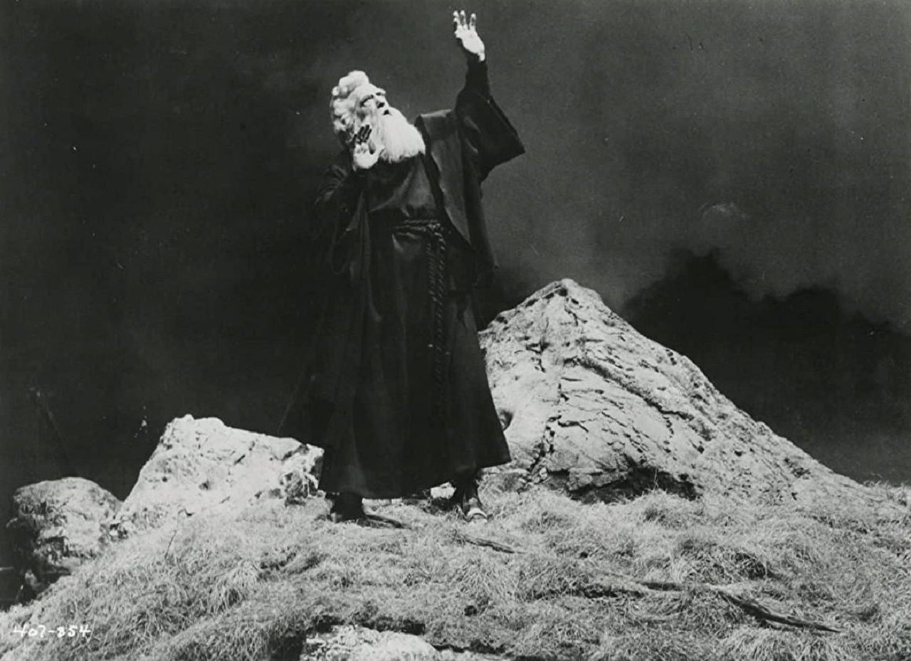 Francis X. Bushman as Moses in The Story of Mankind (1957)