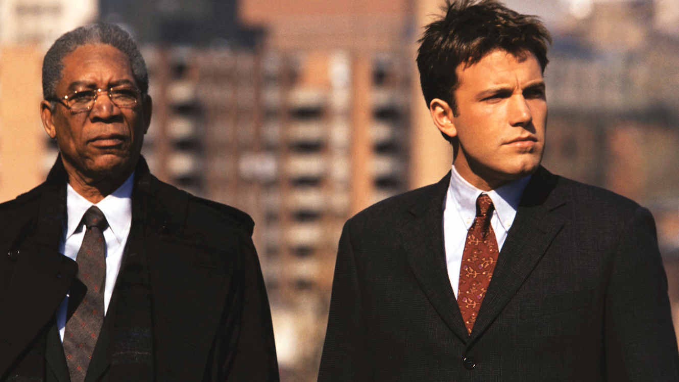 Ben Affleck as a younger Jack Ryan with Morgan Freeman as CIA director Bill Cabot in The Sum of All Fears (2002)