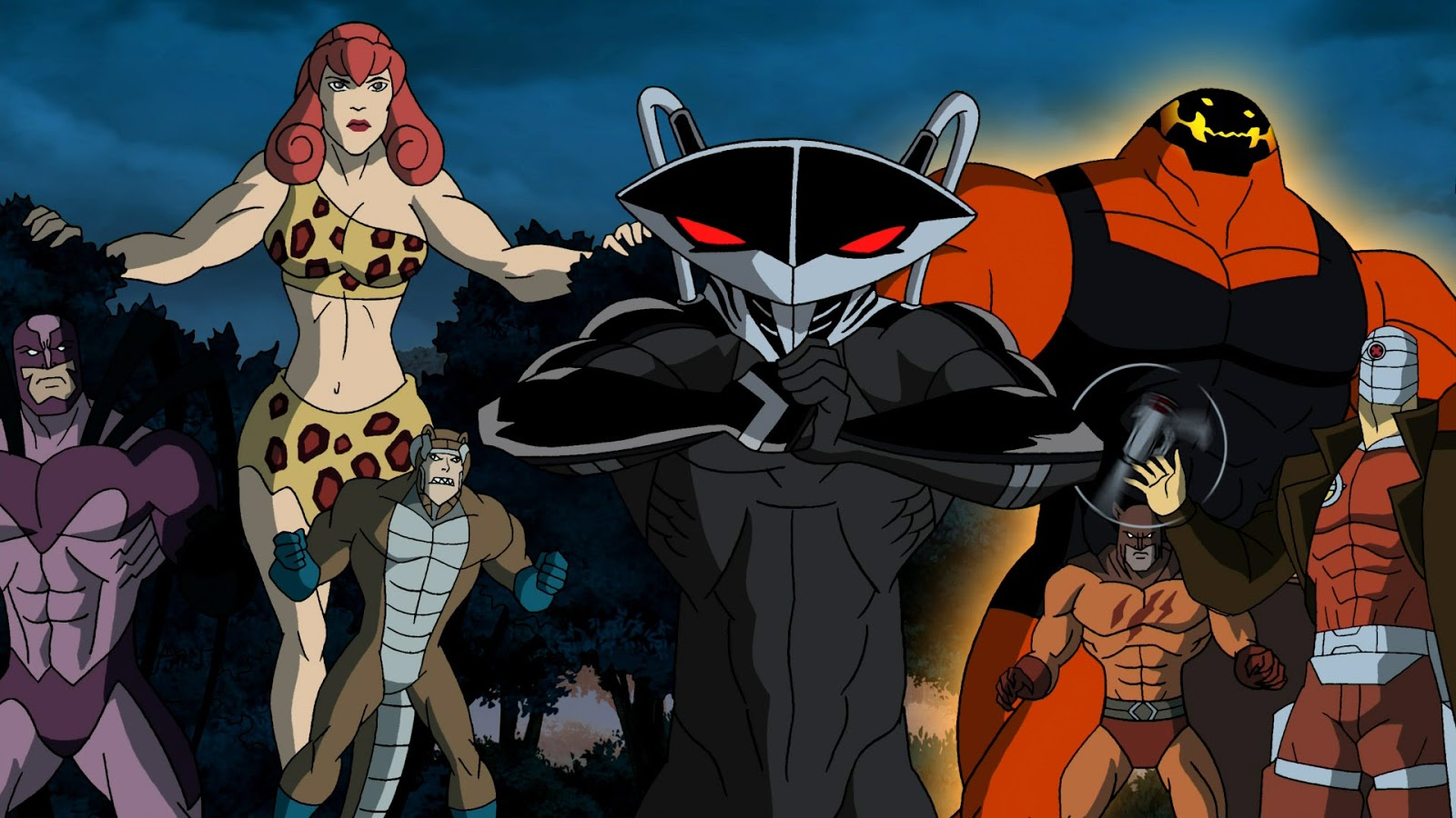 Kestrel, Giganta, Copperhead, Black Manta, Brimstone, Catman and Deadshot in Superman/Batman Public Enemies (2009)