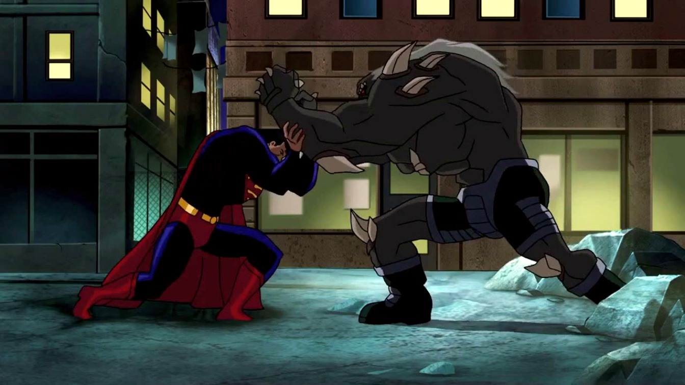 Superman battles Doomsday in Superman Doomsday (2007)