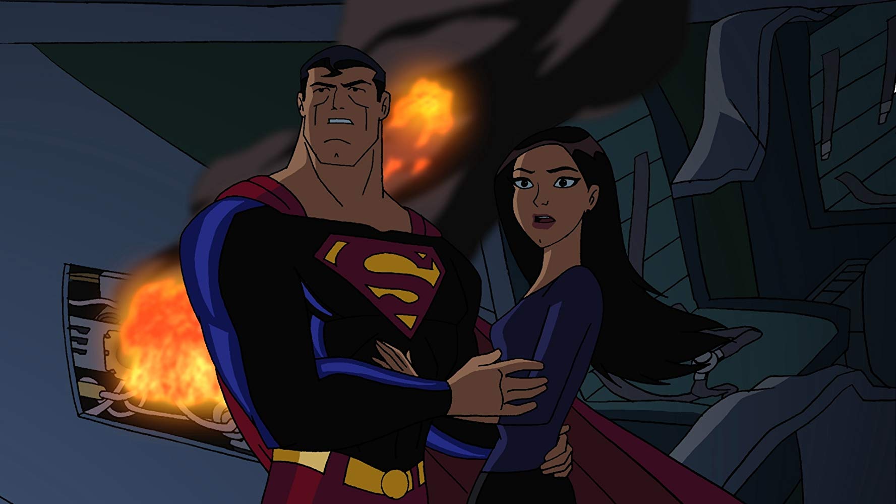 Superman (voiced by Adam Baldwin) and Lois Lane (voiced by Anne Heche) in Superman Doomsday (2007)