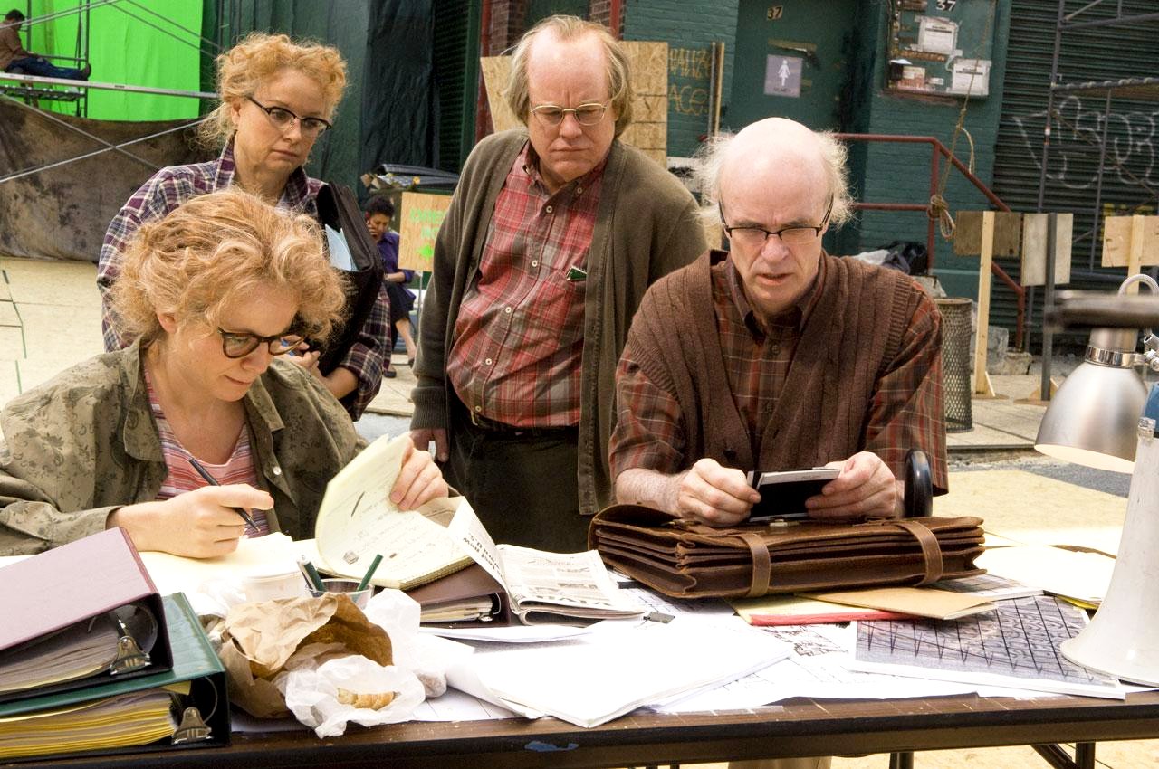 Samantha Morton and Philip Seymour Hoffman and the actors that play them Emily Watson and Tom Noonan in Synecdoche, New York (2008)