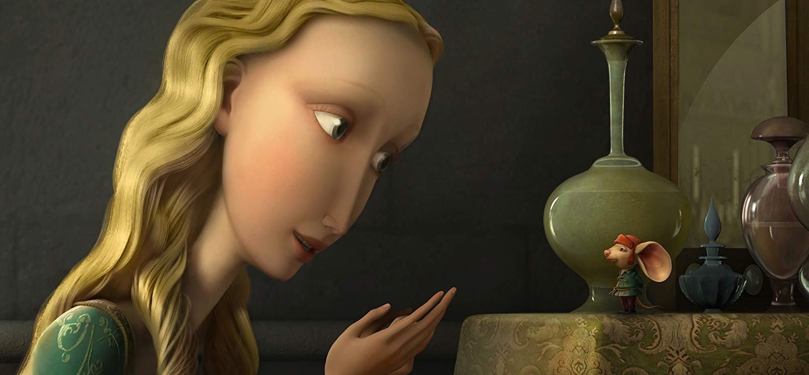 Despereaux (voiced by Matthew Broderick) meets Princess Pea (voiced by Emma Watson) in The Tale of Despereaux (2008)