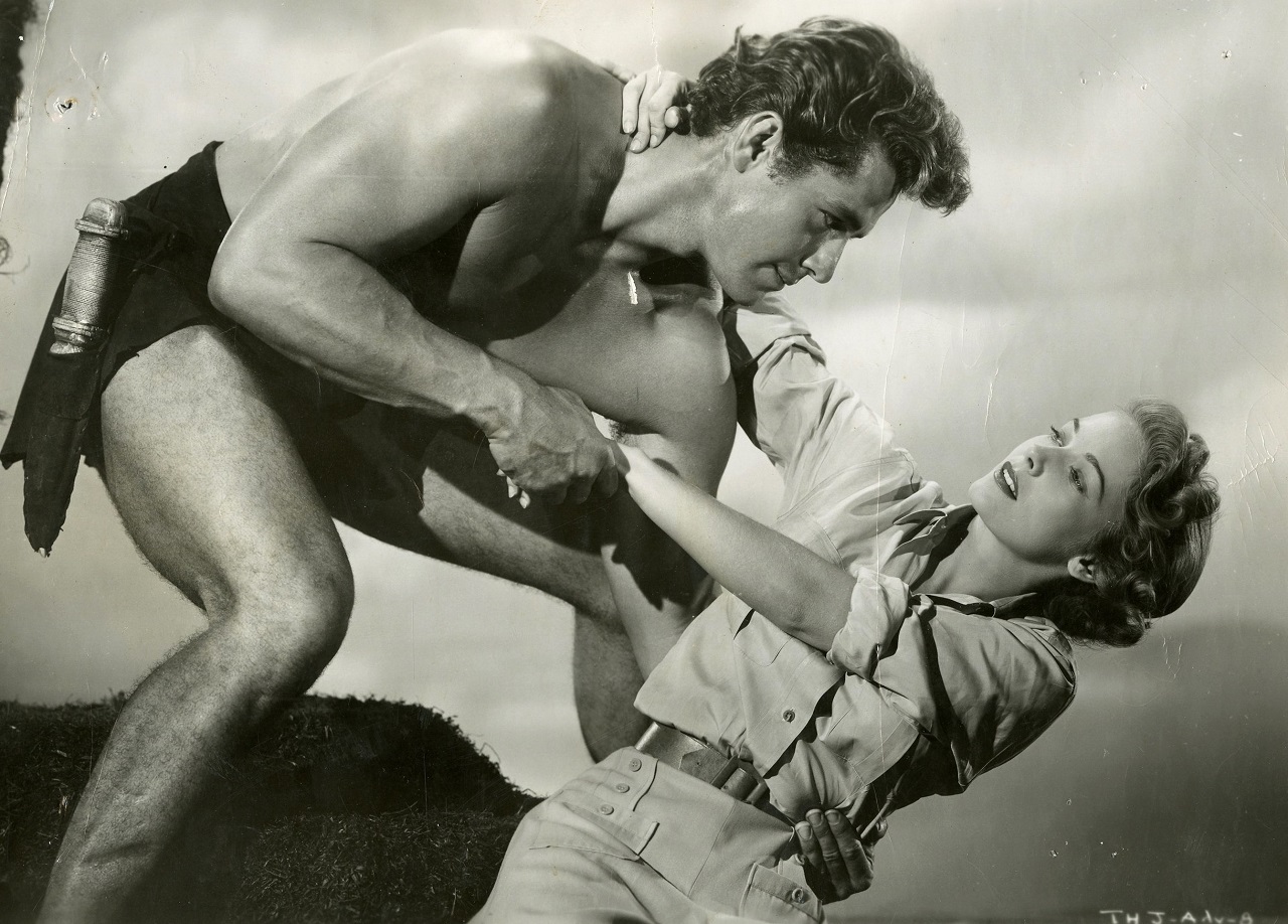 Tarzan (Gordon Scott) and Vera Miles in Tarzan's Hidden Jungle (1955)