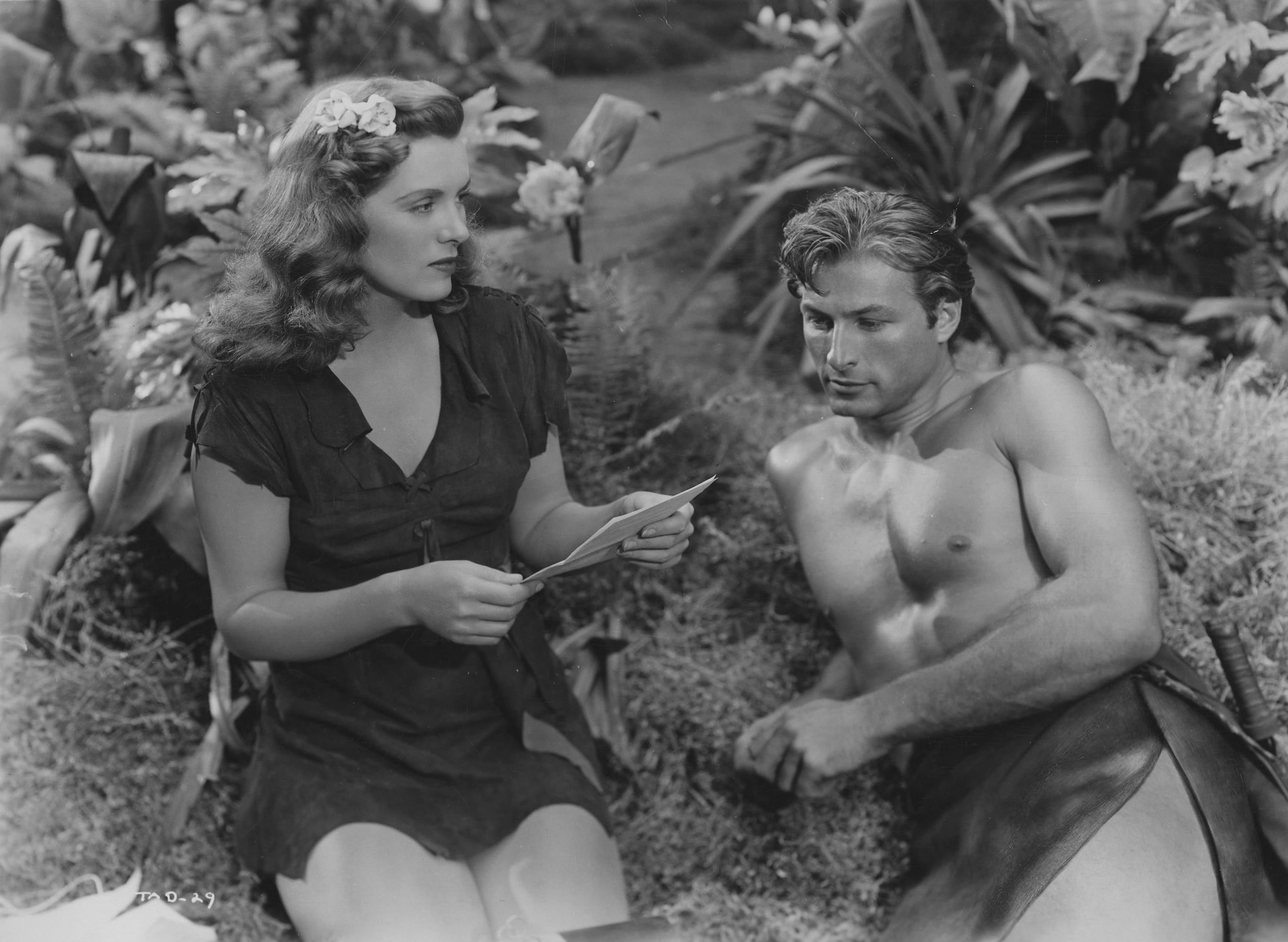 Tarzan (Lex Barker) and Jane (Brenda Joyce) in Tarzan's Magic Fountain (1949)