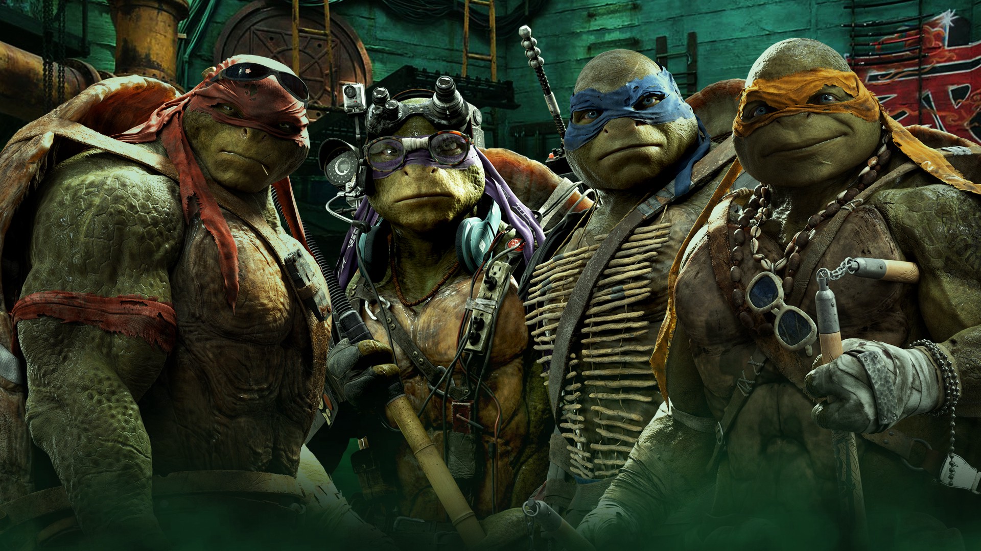 The new rebooted Teenage Mutant Ninja Turtles (2014) - (l to r) Raphael, Donatello, Leonardo and Michelangelo