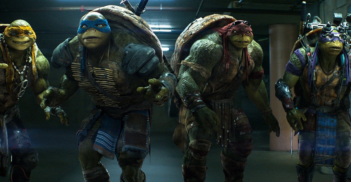 The return of the Turtles - (l to r) Michelangelo, Leonardo, Raphael and Donatello in Teenage Mutant Ninja Turtles: Out of the Shadows (2016)
