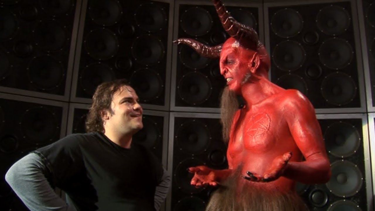 Jack Black in a showdown with Satan (Dave Grohl) in Tenacious D and the Pick of Destiny (2006)