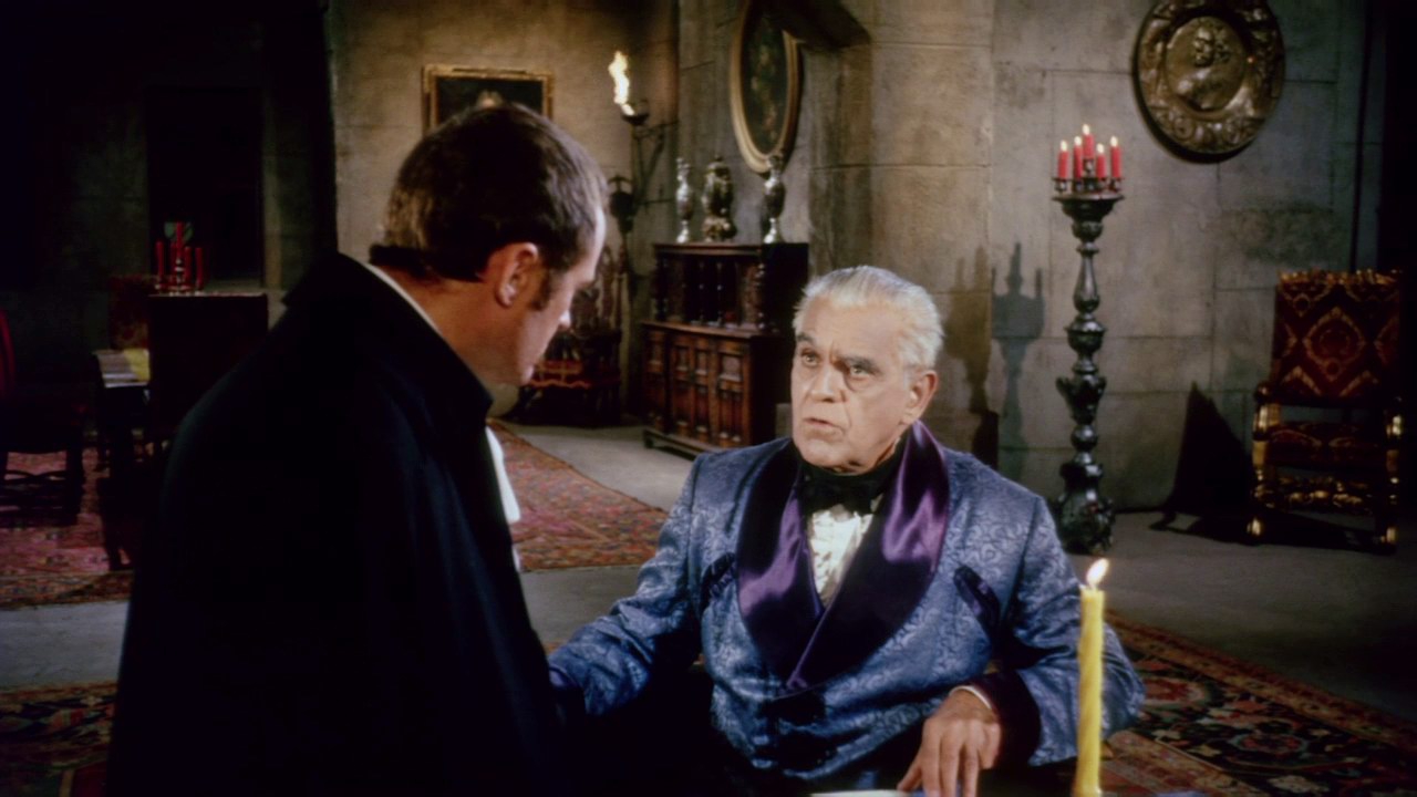 (l to r) Dick Miller and Baron von Leppe (Boris Karloff) in The Terror (1963)