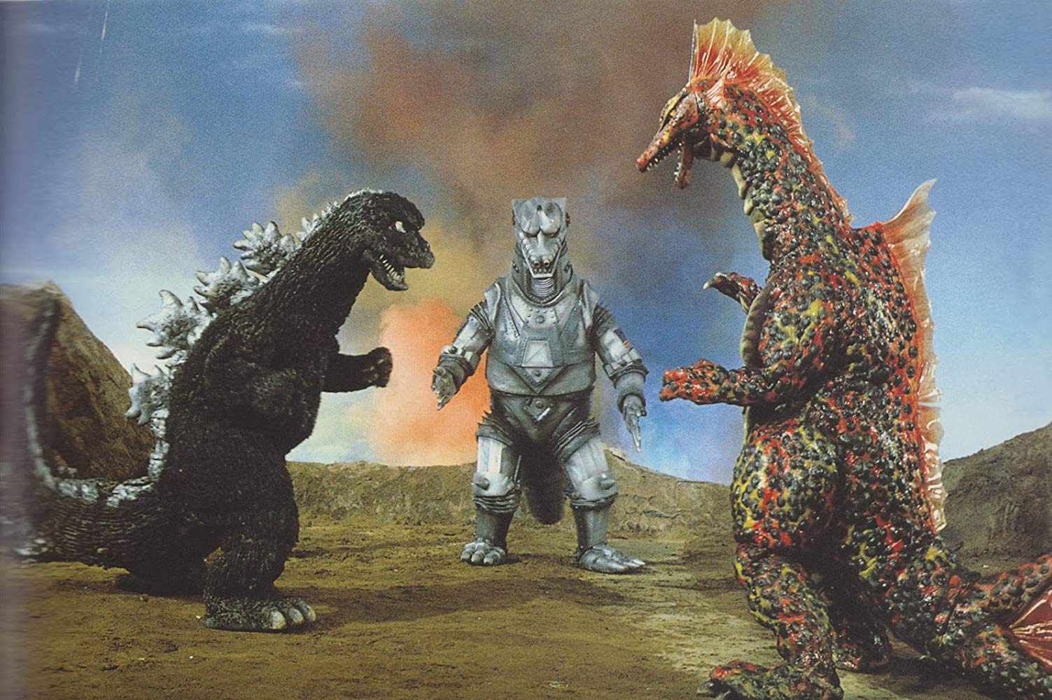 Monster line-up - Godzilla, Mechagodzilla, Titanosaurus in Terror of Mechagodzilla (1976)